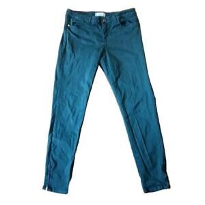 Zara Green Jeans Womens Size 42 Mid Rise Skinny Ankle Zip